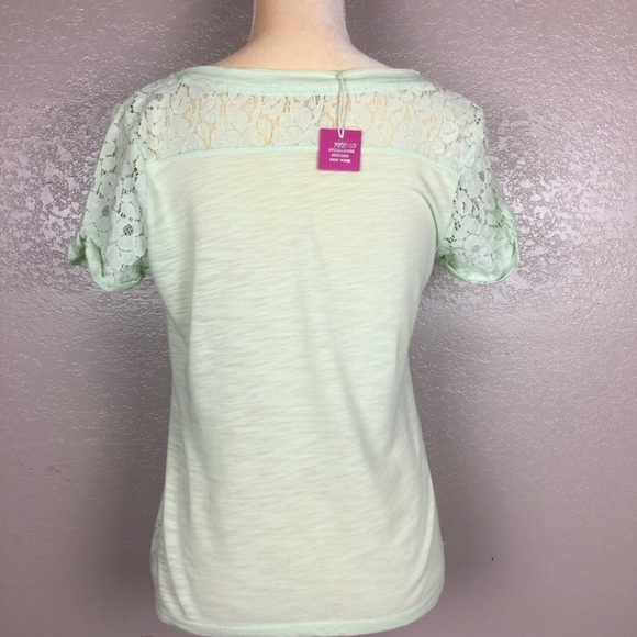 Poof Mint Green Short Sleeve Lace Top Cottage Core NWT - Picture 2 of 8